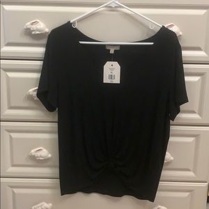 Black Wonderly tie front shirt